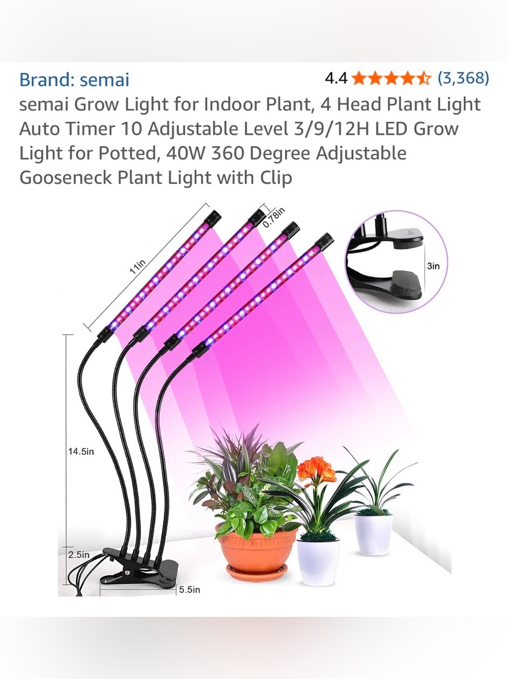 4 Head Gooseneck Grow Light